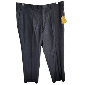 Adolfo Gold Dress Pants Men's 42x32 Charcoal Grey Super 140s Wool Cashmere NWT
